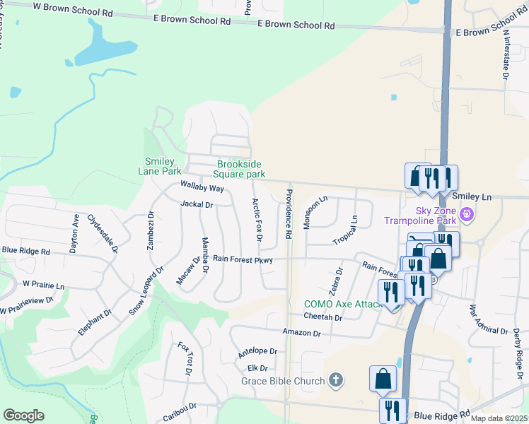 map of restaurants, bars, coffee shops, grocery stores, and more near 4019 Snowy Owl Drive in Columbia