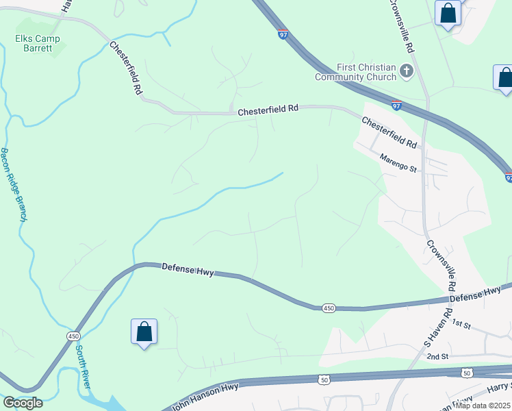 map of restaurants, bars, coffee shops, grocery stores, and more near 1901 Hidden Ridge Path in Crownsville