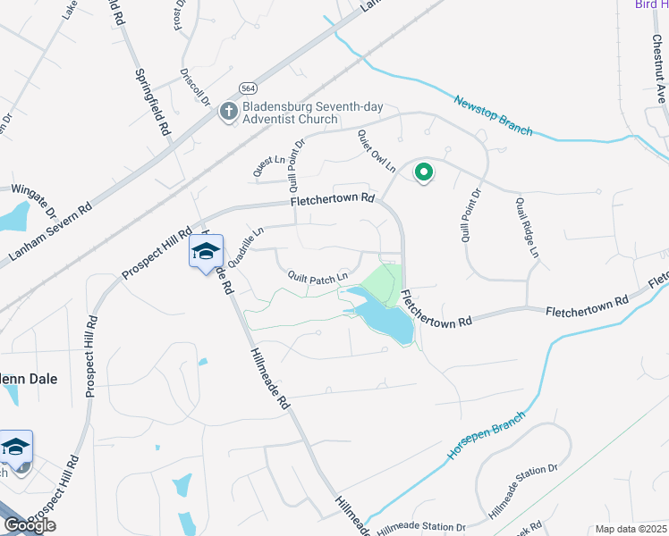 map of restaurants, bars, coffee shops, grocery stores, and more near 12314 Quilt Patch Lane in Bowie