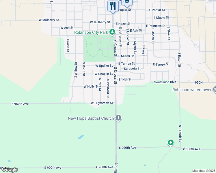map of restaurants, bars, coffee shops, grocery stores, and more near 200 West Holly Street in Robinson
