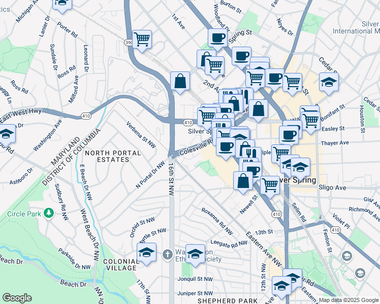 map of restaurants, bars, coffee shops, grocery stores, and more near 101 Independence Avenue Southeast in Washington