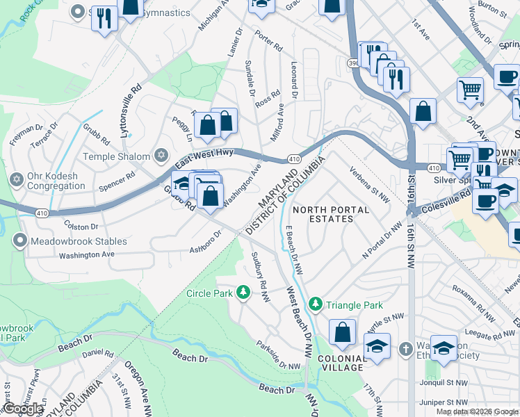 map of restaurants, bars, coffee shops, grocery stores, and more near 101 Independence Avenue Southeast in Washington