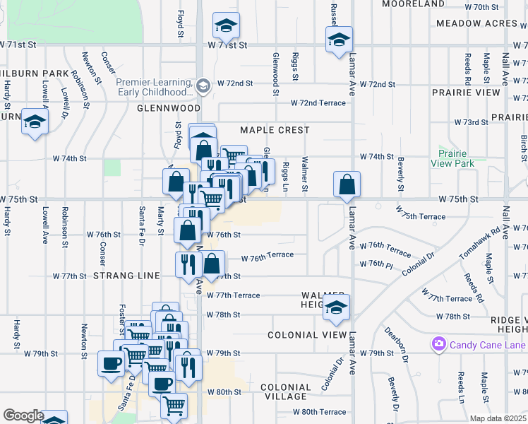map of restaurants, bars, coffee shops, grocery stores, and more near in 