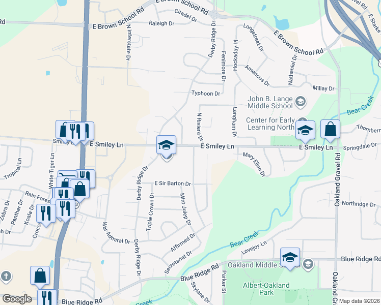map of restaurants, bars, coffee shops, grocery stores, and more near 4113 North Citation Drive in Columbia