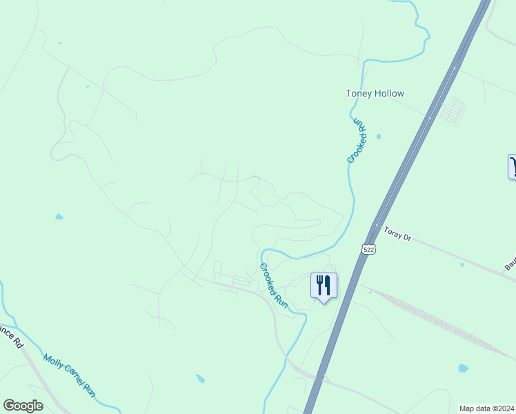 map of restaurants, bars, coffee shops, grocery stores, and more near 81 Albatross Court in Front Royal