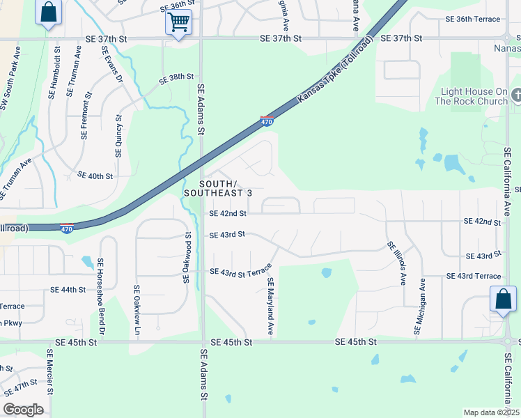 map of restaurants, bars, coffee shops, grocery stores, and more near 902 Southeast 41st Terrace in Topeka