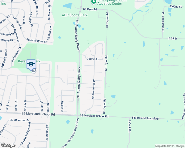 map of restaurants, bars, coffee shops, grocery stores, and more near 924 Southeast Forest Ridge Court in Blue Springs