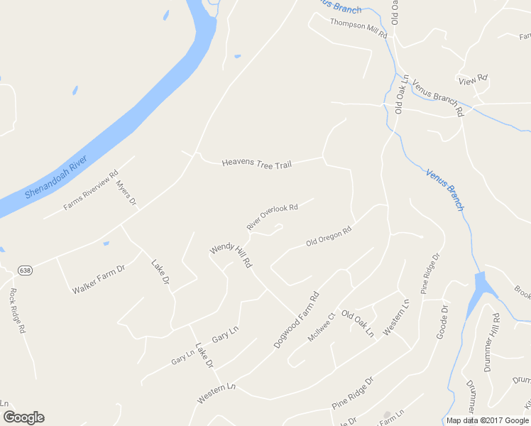 map of restaurants, bars, coffee shops, grocery stores, and more near River Overlook Road in Front Royal