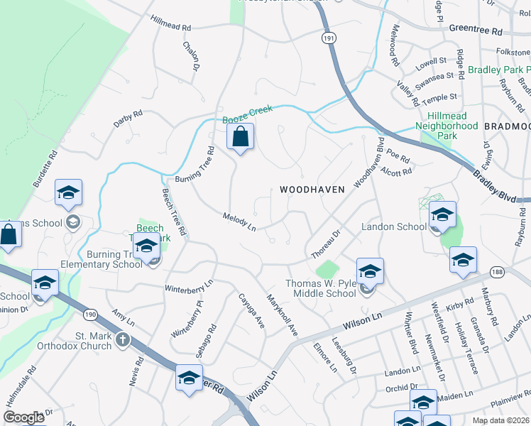 map of restaurants, bars, coffee shops, grocery stores, and more near 8304 Loring Drive in Bethesda