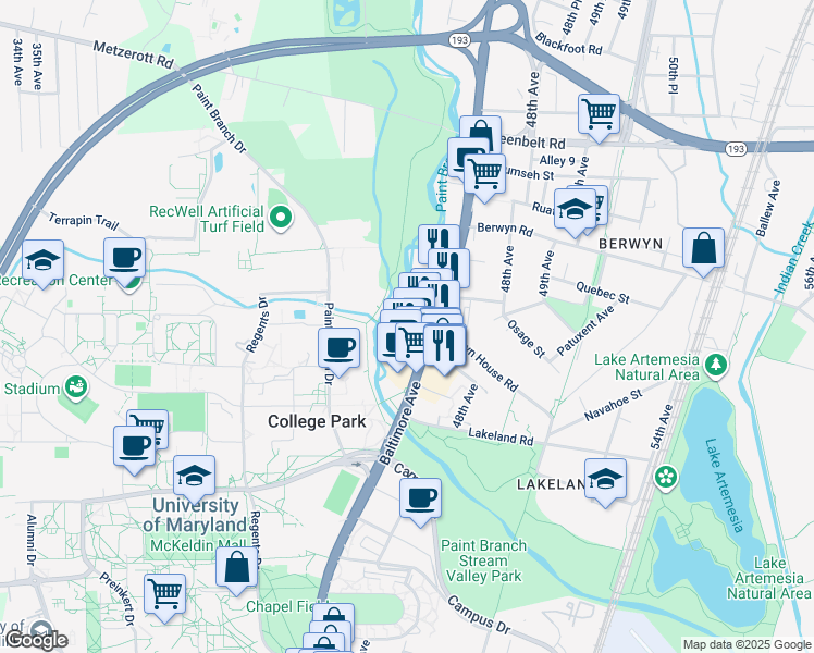 map of restaurants, bars, coffee shops, grocery stores, and more near 101 Independence Avenue Southeast in Washington