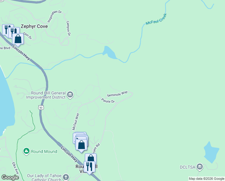 map of restaurants, bars, coffee shops, grocery stores, and more near 445 Seminole Court in Glenbrook