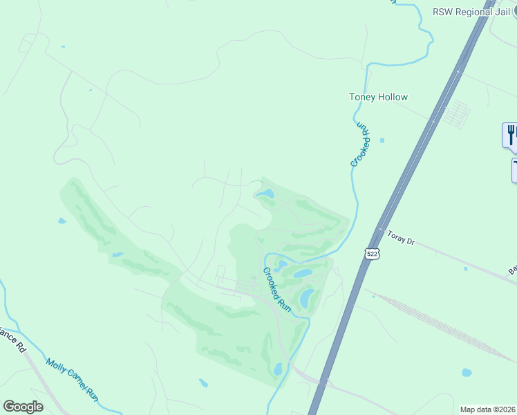 map of restaurants, bars, coffee shops, grocery stores, and more near 81 Albatross Court in Front Royal