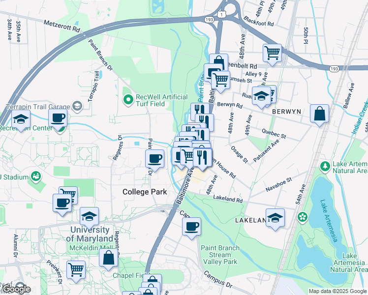 map of restaurants, bars, coffee shops, grocery stores, and more near 101 Independence Avenue Southeast in Washington