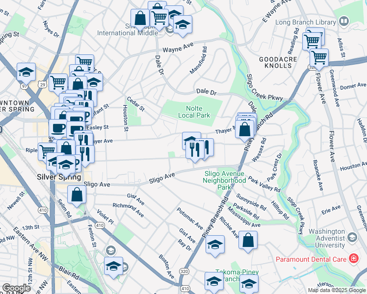 map of restaurants, bars, coffee shops, grocery stores, and more near 101 Independence Avenue Southeast in Washington