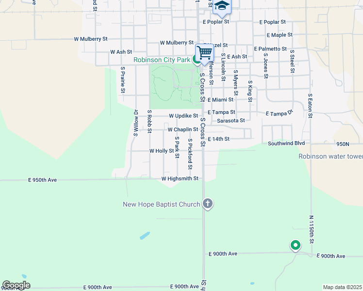 map of restaurants, bars, coffee shops, grocery stores, and more near 200-298 West Holly Street in Robinson
