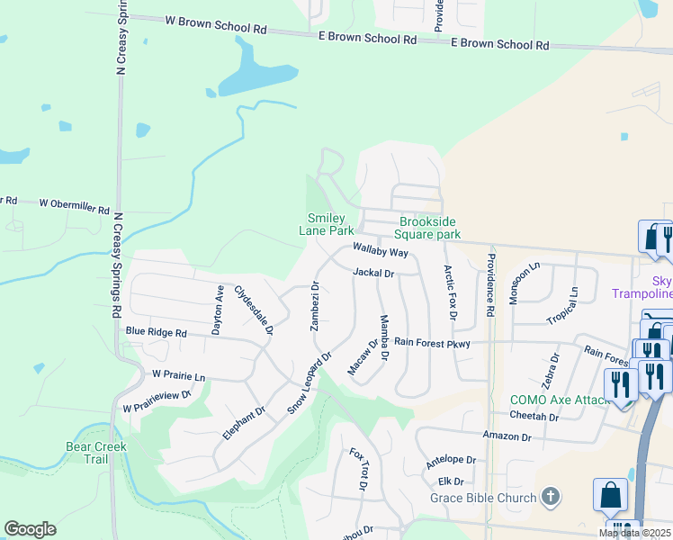 map of restaurants, bars, coffee shops, grocery stores, and more near 212 Jackal Drive in Columbia