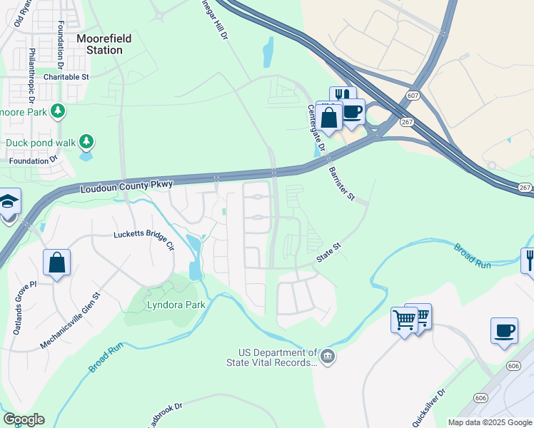 map of restaurants, bars, coffee shops, grocery stores, and more near 43798 Maison Blanc Square in Ashburn