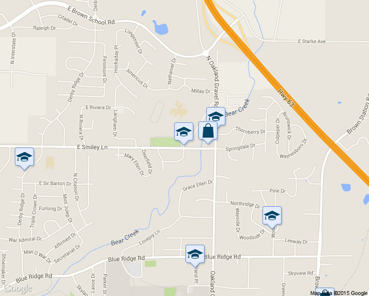 map of restaurants, bars, coffee shops, grocery stores, and more near 2201 East Smiley Lane in Columbia