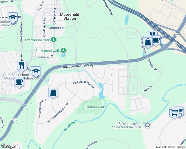 map of restaurants, bars, coffee shops, grocery stores, and more near 22539 Welborne Manor Square in Ashburn