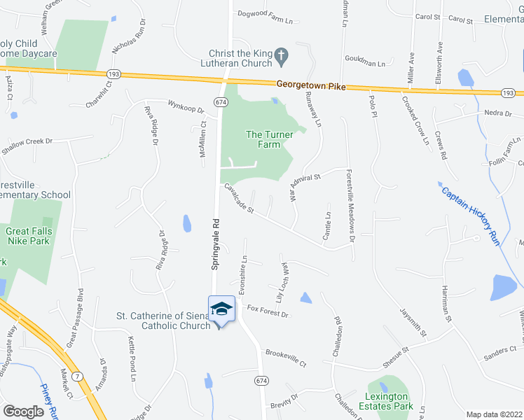 map of restaurants, bars, coffee shops, grocery stores, and more near 10610 Cavalcade Street in Great Falls
