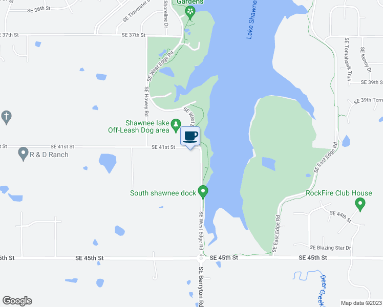 map of restaurants, bars, coffee shops, grocery stores, and more near 2739 Southeast 41st Street in Topeka