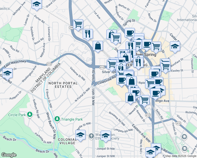 map of restaurants, bars, coffee shops, grocery stores, and more near 101 Independence Avenue Southeast in Washington