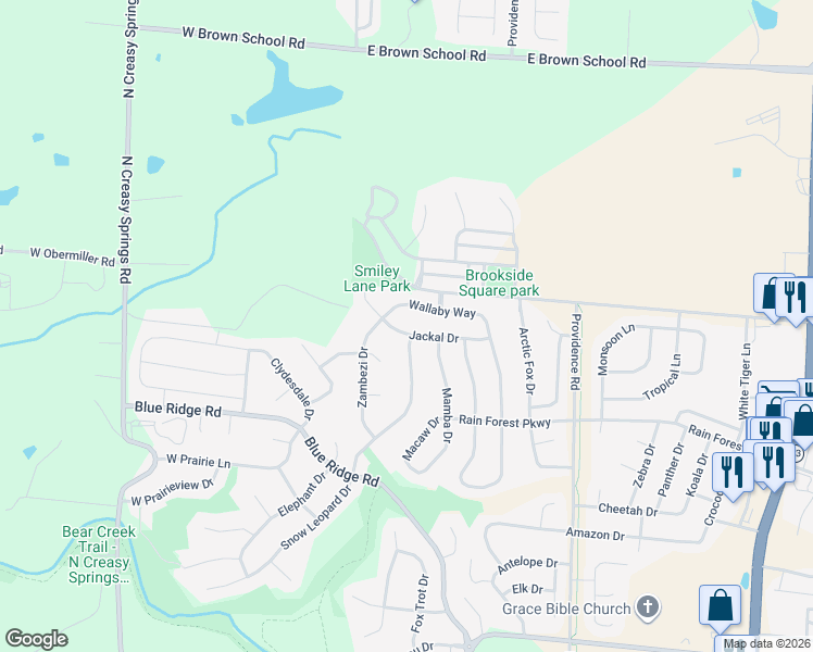 map of restaurants, bars, coffee shops, grocery stores, and more near 208 Jackal Drive in Columbia