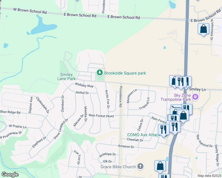 map of restaurants, bars, coffee shops, grocery stores, and more near 4019 Snowy Owl Drive in Columbia