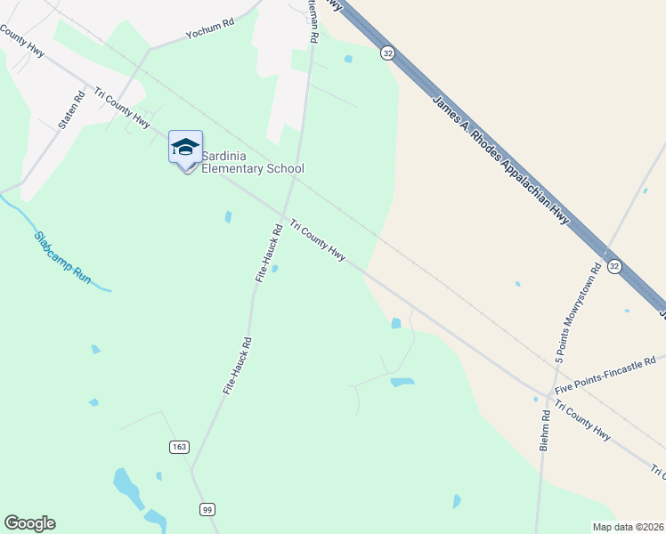 map of restaurants, bars, coffee shops, grocery stores, and more near 7936 Tri County Highway in Sardinia