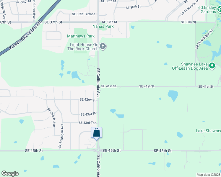 map of restaurants, bars, coffee shops, grocery stores, and more near 4130 Southeast California Avenue in Topeka