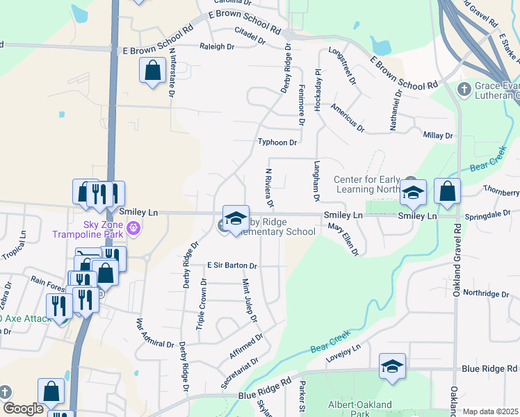 map of restaurants, bars, coffee shops, grocery stores, and more near 1603 Smiley Lane in Columbia