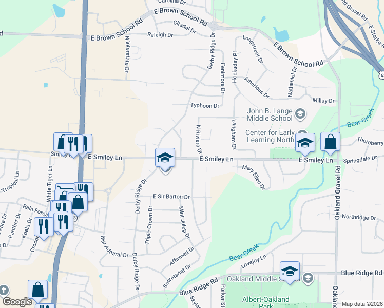 map of restaurants, bars, coffee shops, grocery stores, and more near 4113 North Citation Drive in Columbia
