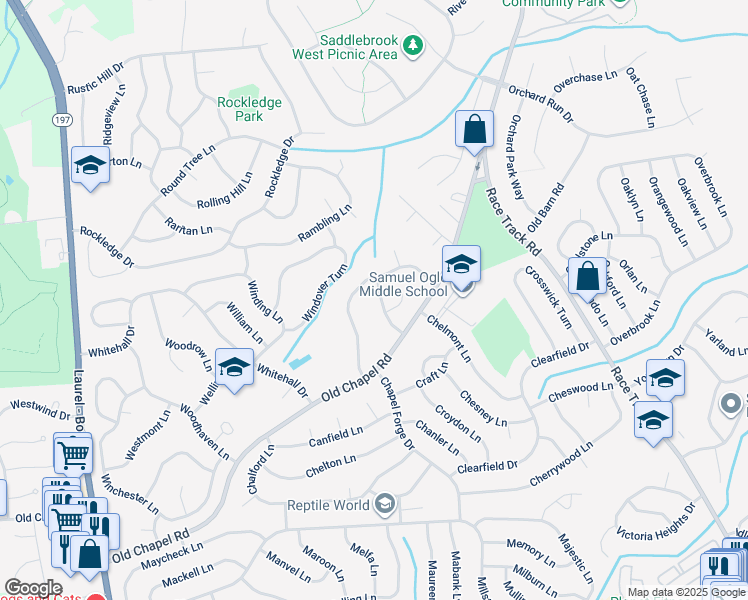 map of restaurants, bars, coffee shops, grocery stores, and more near 4012 Welsley Lane in Bowie