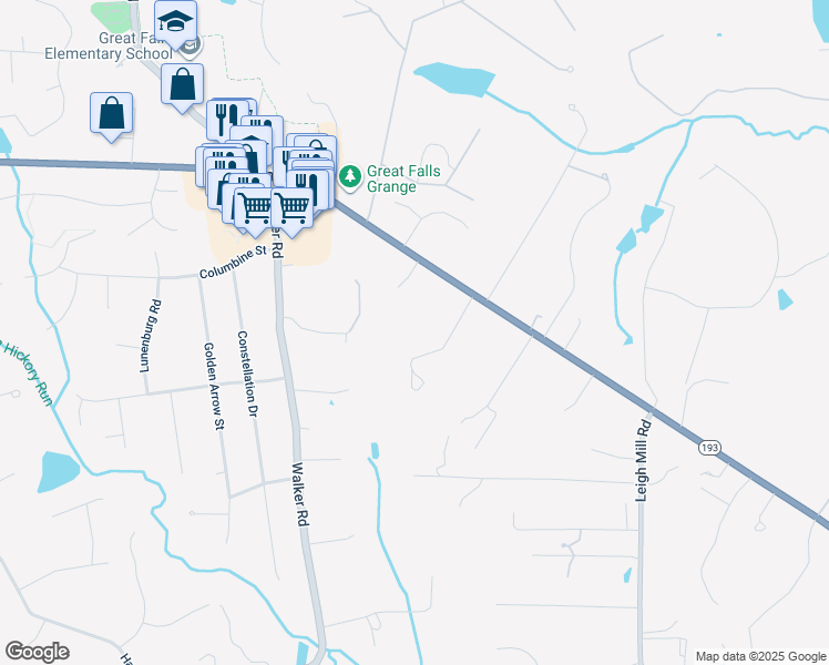 map of restaurants, bars, coffee shops, grocery stores, and more near 9641 Georgetown Pike in Great Falls