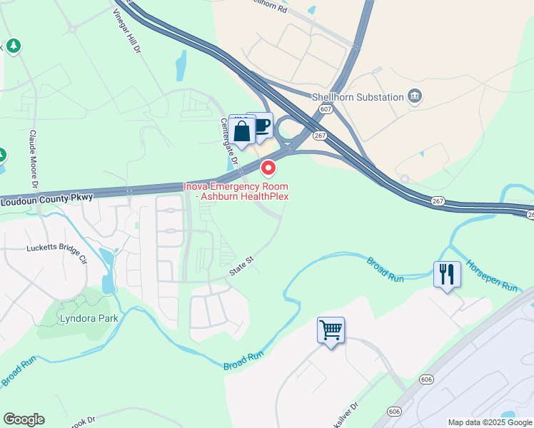 map of restaurants, bars, coffee shops, grocery stores, and more near Barrister Street in Ashburn
