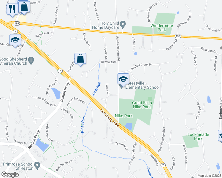 map of restaurants, bars, coffee shops, grocery stores, and more near 1093 Loran Court in Great Falls
