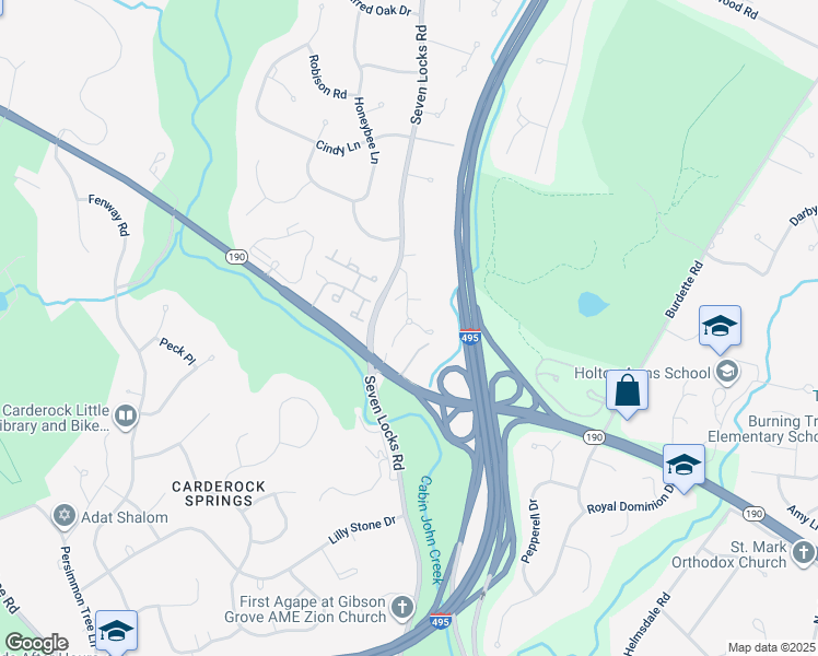 map of restaurants, bars, coffee shops, grocery stores, and more near 8319 Quarry Manor Terrace in Bethesda