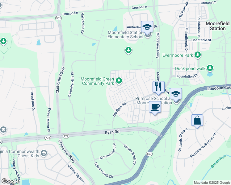 map of restaurants, bars, coffee shops, grocery stores, and more near 43117 Shore Square in Ashburn