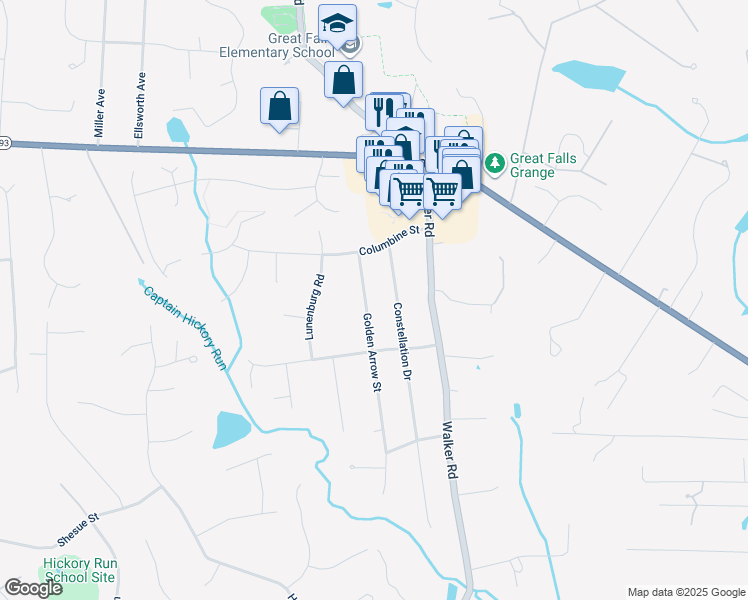 map of restaurants, bars, coffee shops, grocery stores, and more near 817 Golden Arrow Street in Great Falls