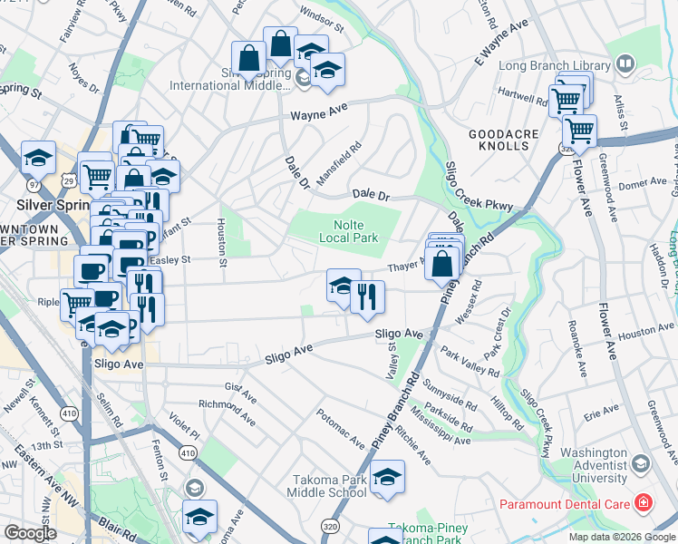 map of restaurants, bars, coffee shops, grocery stores, and more near 101 Independence Avenue Southeast in Washington