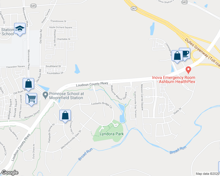 map of restaurants, bars, coffee shops, grocery stores, and more near 43629 Pickett Corner Terrace in Ashburn