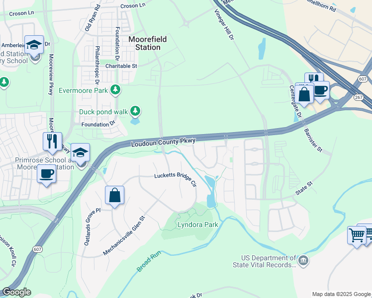map of restaurants, bars, coffee shops, grocery stores, and more near 43621 Pickett Corner Terrace in Ashburn