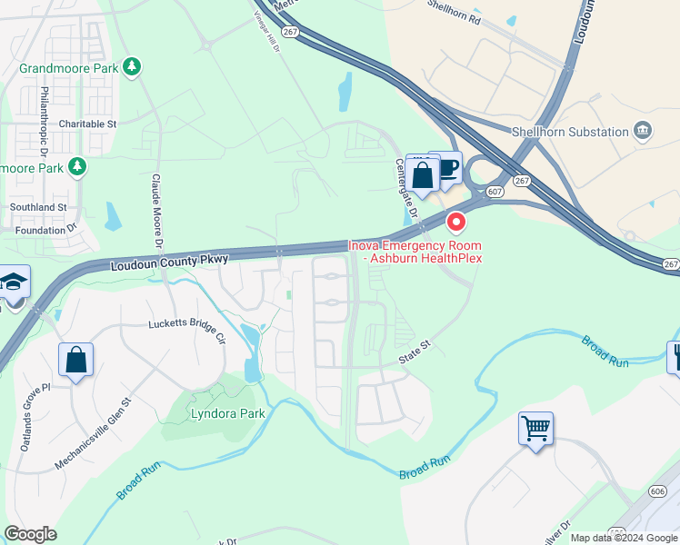 map of restaurants, bars, coffee shops, grocery stores, and more near 43794 Virginia Manor Terrace in Ashburn