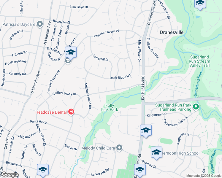 map of restaurants, bars, coffee shops, grocery stores, and more near 1506 Hiddenbrook Drive in Herndon