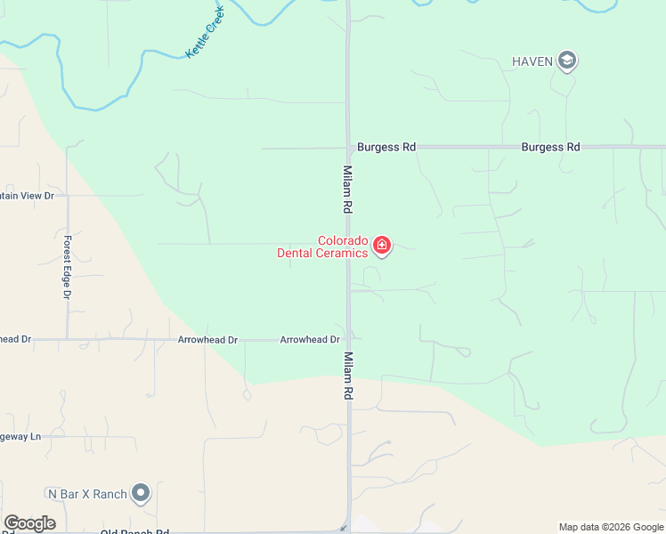 map of restaurants, bars, coffee shops, grocery stores, and more near 11180 Milam Road in Colorado Springs