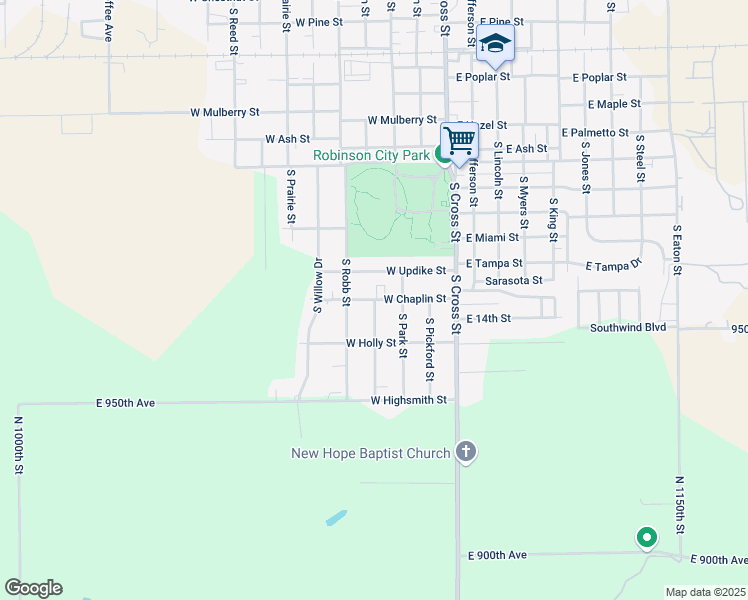 map of restaurants, bars, coffee shops, grocery stores, and more near 400 West Chaplin Street in Robinson