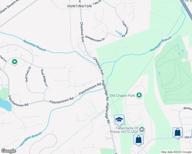 map of restaurants, bars, coffee shops, grocery stores, and more near 13220 Old Fletchertown Road in Bowie