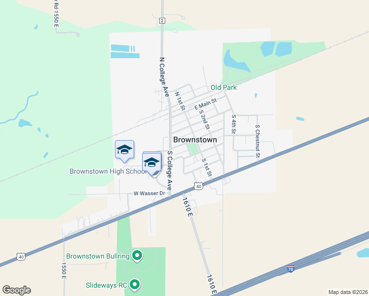map of restaurants, bars, coffee shops, grocery stores, and more near 204 West Maple Street in Brownstown