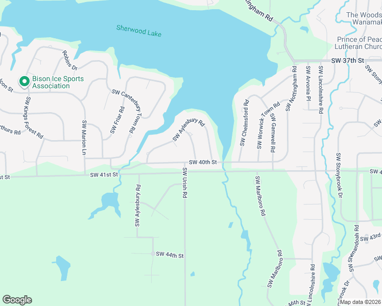 map of restaurants, bars, coffee shops, grocery stores, and more near 3920 Southwest Aylesbury Court in Topeka