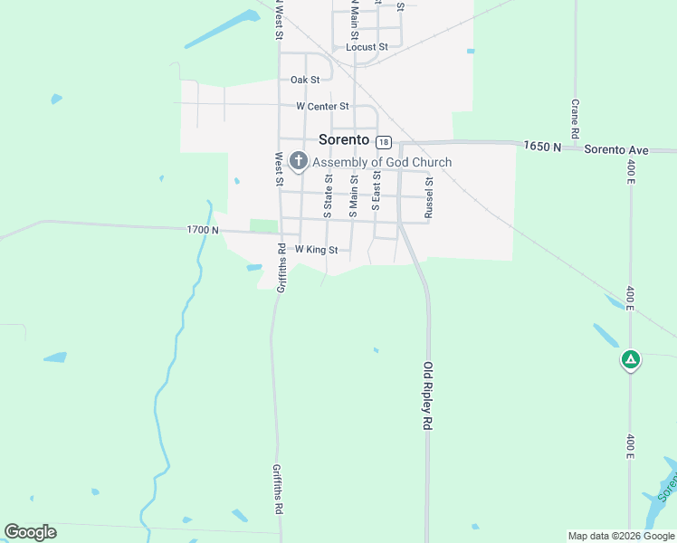 map of restaurants, bars, coffee shops, grocery stores, and more near 108 West King Street in Sorento